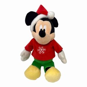 Disney Baby Mickey Mouse Christmas Holiday 12" Plush with Santa Hat Crinkle Ears